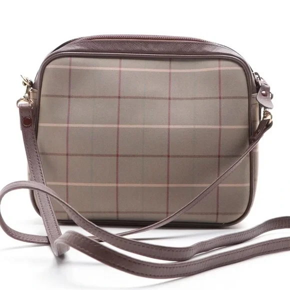 Vintage Burberry Plaid Shoulder Bag with Leather Trim - Picture 3 of 4